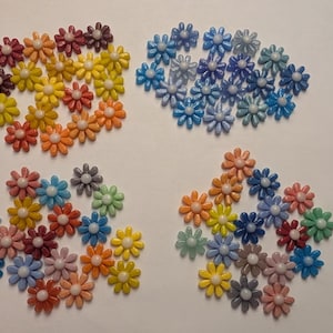96 coe  fused glass 5/8" flowers, also other mixes,  fusing, embellishments, more variations