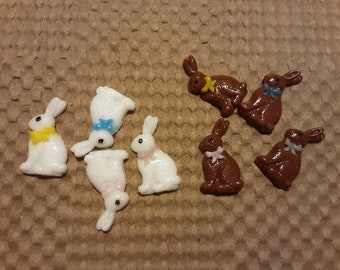 96 coe fused glass bunny rabbits with bows, fusing,  embellishments,  mosaic