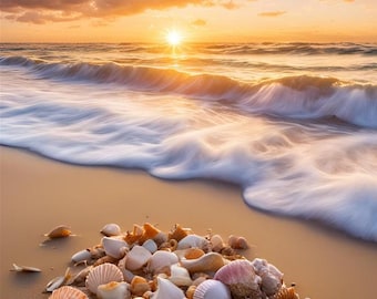 Seashells Beach Backgrounds | Junk Journal, Scrapbook (PDF)