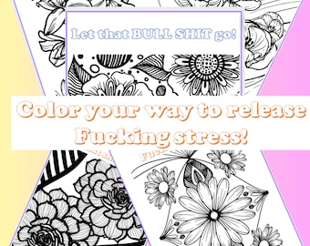 Swear Word Coloring Pages for Adults, Stress Relief Printable (Instant Download)