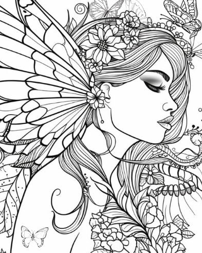 20 Fairy & Butterfly Coloring Pages Printable Coloring Book - Etsy