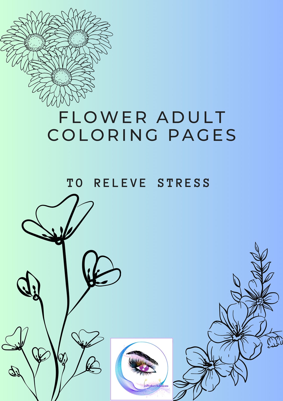 30 Flower Coloring Pages for Adults, Printable Coloring Book, Beautiful Flower Coloring Pages ...