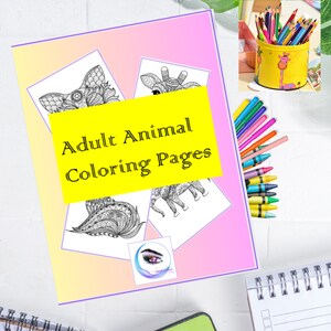 25 Downloadable Animal Coloring Pages for Adults, Printable Coloring Book, Coloring Pages, Adult Coloring Book, Instant Download