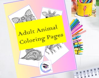 Animal Coloring Pages for Adults, 25 Printable Designs (PDF)