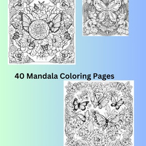 Mandala Coloring Book, 40 Printable Pages, Butterfly Designs (digital ...