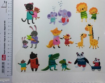 Bügelbild Tiere mit Eltern Mom Dad Mama Papa Love Family Familie Animals Aufbügler Iron on Tiere Kinder Kleidung Patch