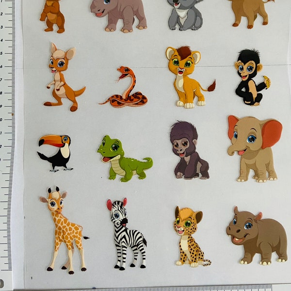 Bügelbild Little animals Känguru  Koala Schlange Nilpferd Krokodil Zebra Giraffe Tukan Bär Aufbügler Iron on Tiere Kinder Kleidung Patch