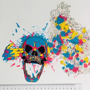 Iron-on image headshot skull colorful iron-on patch for clothing patch