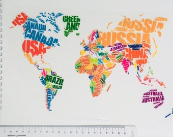 Bügelbild Weltkarte bunt Aufbügler global Kontinente für Kleidung Patch