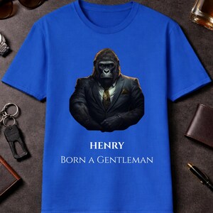 Gentleman Gorilla with Suit Custom Name T-Shirt | Personalized Gorilla  Design
