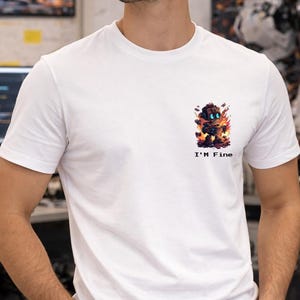 Cute Robot T-Shirt, I'm Fine Funny Robot Tee, Cartoon Robot Shirt, Unisex Graphic Tee, Geek Humor Shirt, Gift for Programmer Tech Lover Gift