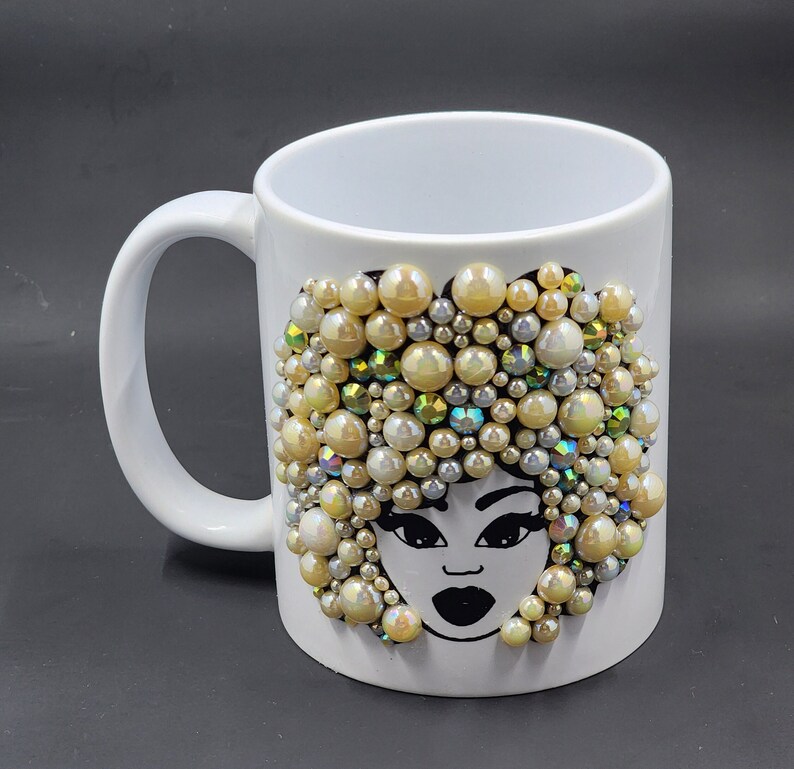 African/black Diva Bling Mugs Classy Rhinestone Mug Bling Cups, Coffee