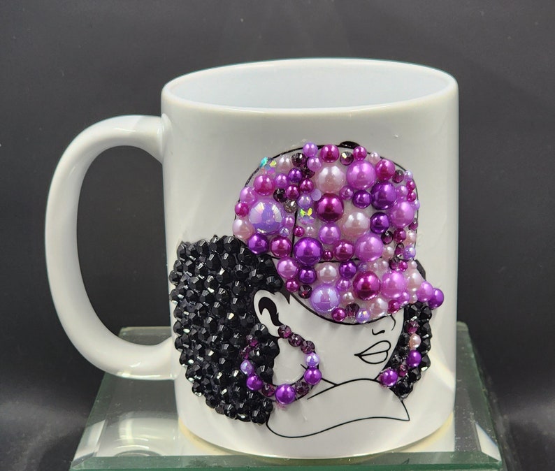 African/black Diva Bling Mugs Classy Rhinestone Mug Bling Cups, Coffee