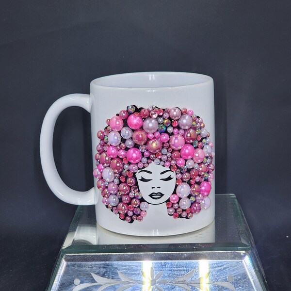 Black Woman Rhinestone Mug Etsy