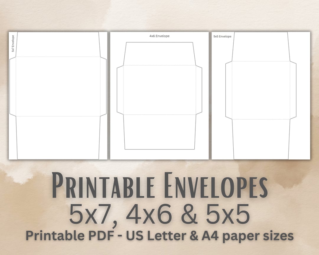 Printable Envelope Templates 5x7 4x6 5x5 PDF Print and - Etsy