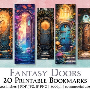 20 Fantasy Doors Bookmark Designs | Digital Download JPG Bookmark Sheets, PNG bookmark sublimation, Print and Cut Bookmark Set