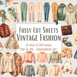 198 Vintage Fashion Fussy Cuts, Instant Download Printable PDF Fussy Cutting sheets, fussy cut pages, ephemera scrapbooking commercial use