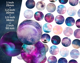 Digital Collage Sheet - 1 inch circle, 1.2 inch, 1.5 inch, 2 inch | Round Cabochon Jewelry, stickers, keychain, magnet, commercial use image