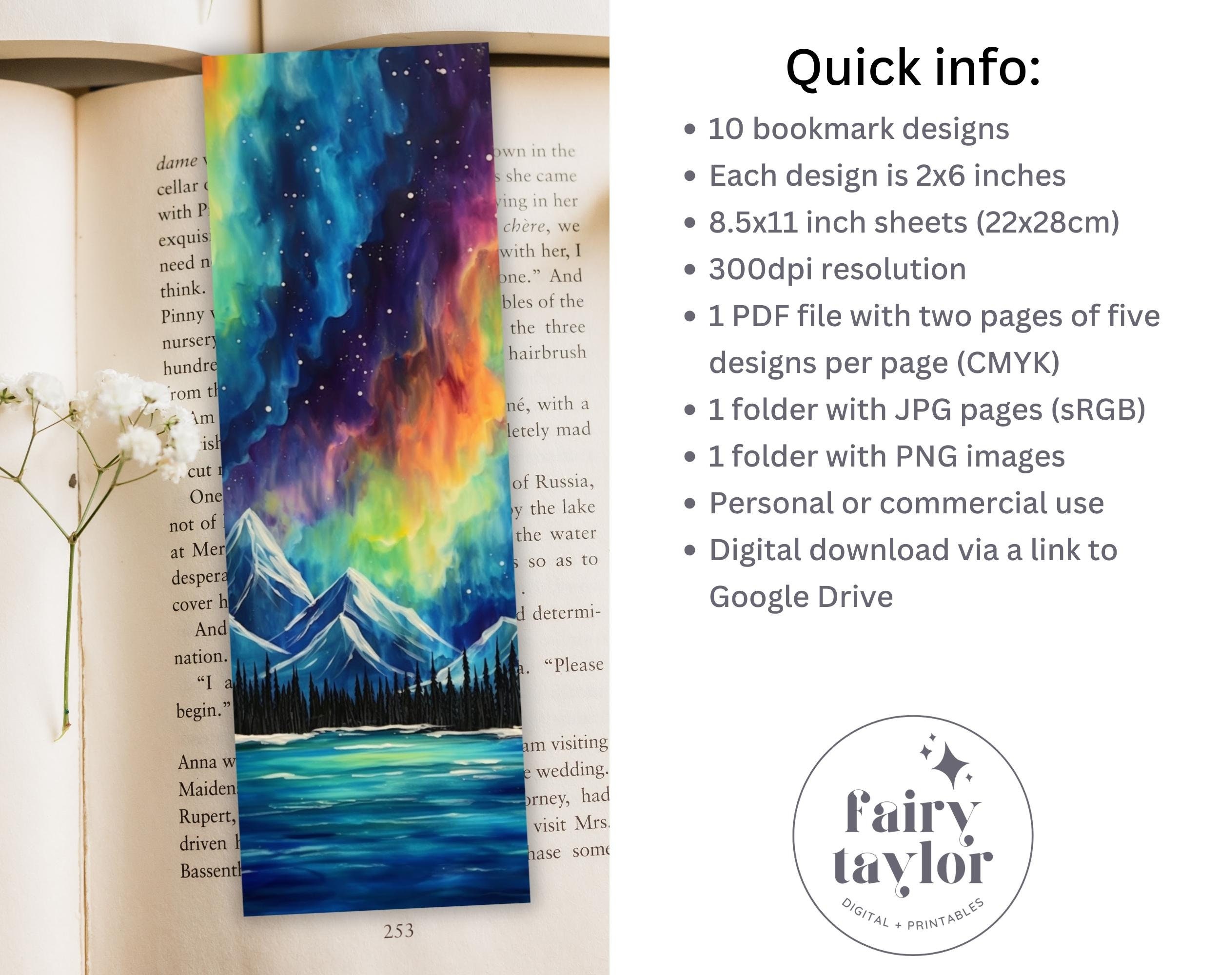 10 Northern Lights Printable Bookmarks Digital Download - Etsy Canada