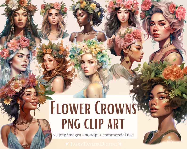 23 Flower Crowns PNG Clipart Transparent PNG Commercial Use - Etsy