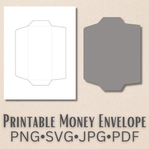 Printable Money Envelope Template - PNG, SVG, JPG and pdf - Square Tapered Flap - Cash Envelope, Gift Envelope, Slimline Card