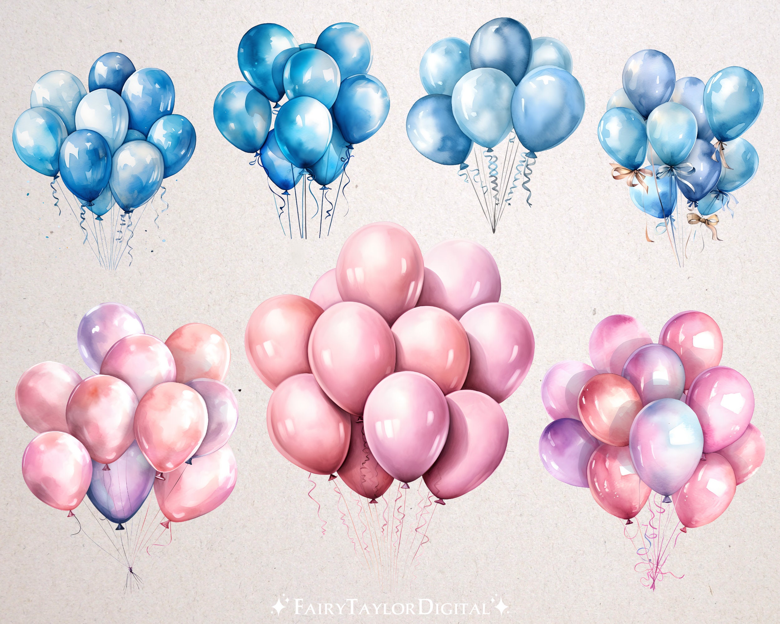 36 Watercolor Balloons PNG Clipart Transparent Background Etsy