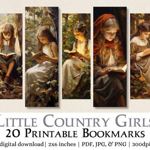20 Little Country Girls Bookmark Designs, Printable Bookmarks, Sublimate Cricut Silhouette print and cut, Bookmark Bundle, Bookmark Set