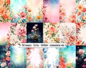 Watercolor Floral 5x7 card front | DIY Greeting Card, Tags, Junk Journaling, digital cards, sublimation, art print, card front bundle