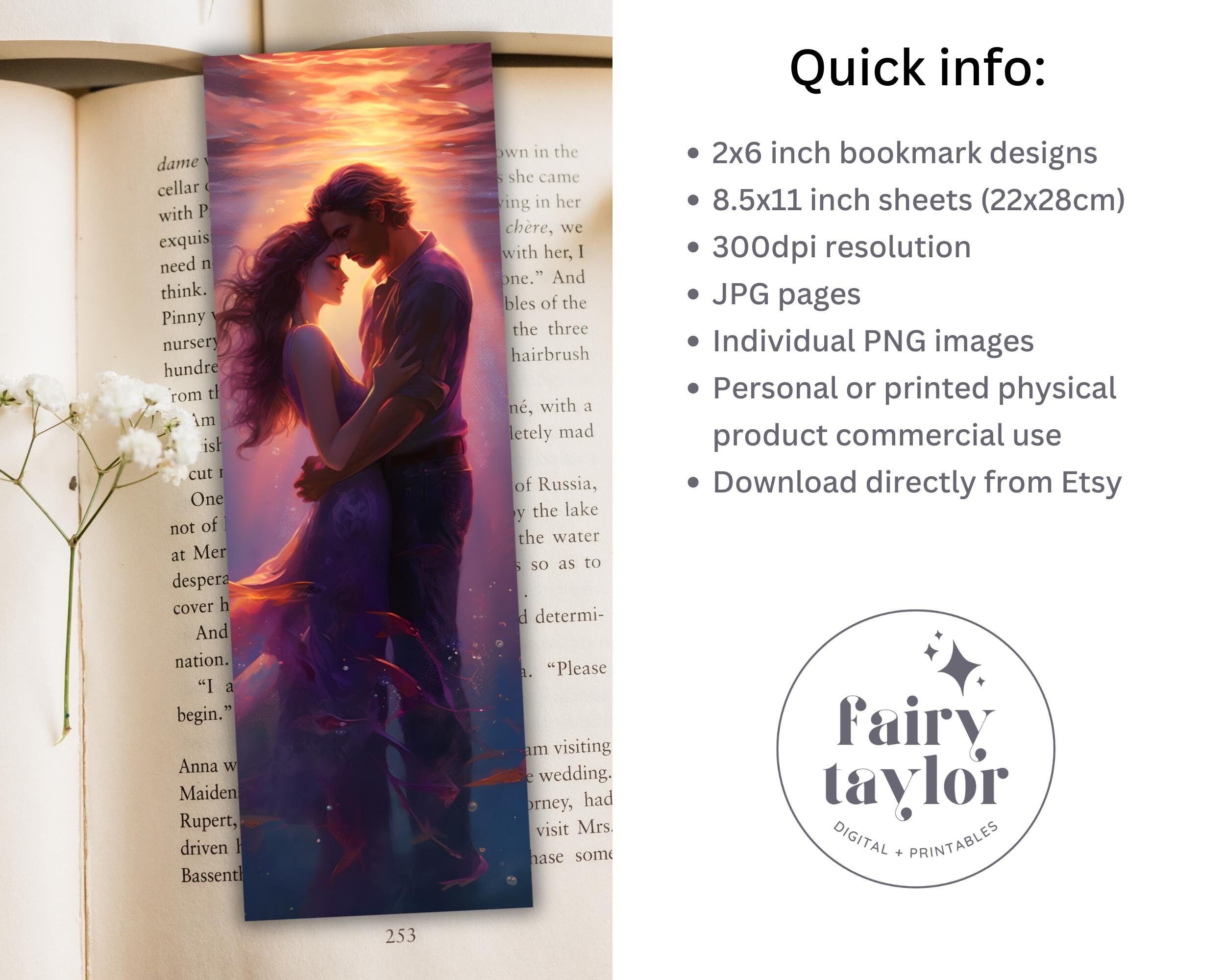 10 Fantasy Romance #2 Printable Bookmarks | JPG Pages & PNG Images for ...