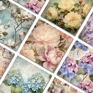 Digitale Collage Sheet - 1 inch vierkant - Lentebloemen, 4x6 afdrukbare afbeeldingen voor Hangers Scrapbooking Magneten Glas Cabochon Hars Sieraden
