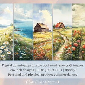 15 Flower Fields Bookmark Designs, Printable Bookmarks Digital Download ...