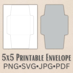 5x5 druckbare Umschlagvorlage - PNG, SVG, JPG und pdf - Quadratische konische Klappe - Quadratischer Einladungsumschlag