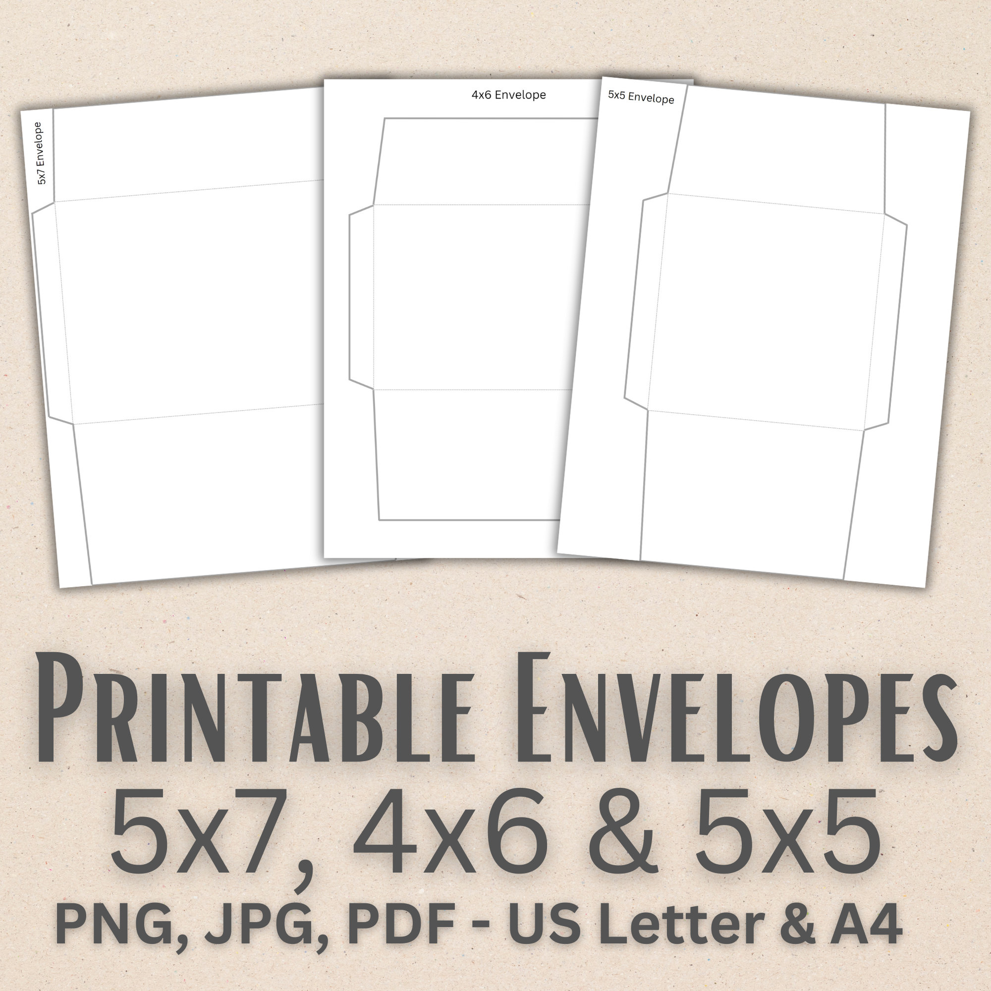 Simple blank pocket envelopes 5x7 digital template svg set - Inspire Uplift