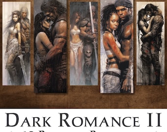 Printable Bookmark Set - Dark Romance II | Digital Download JPG Pages, PNG bookmark sublimation images, Commercial Use, Fantasy Bookmarks