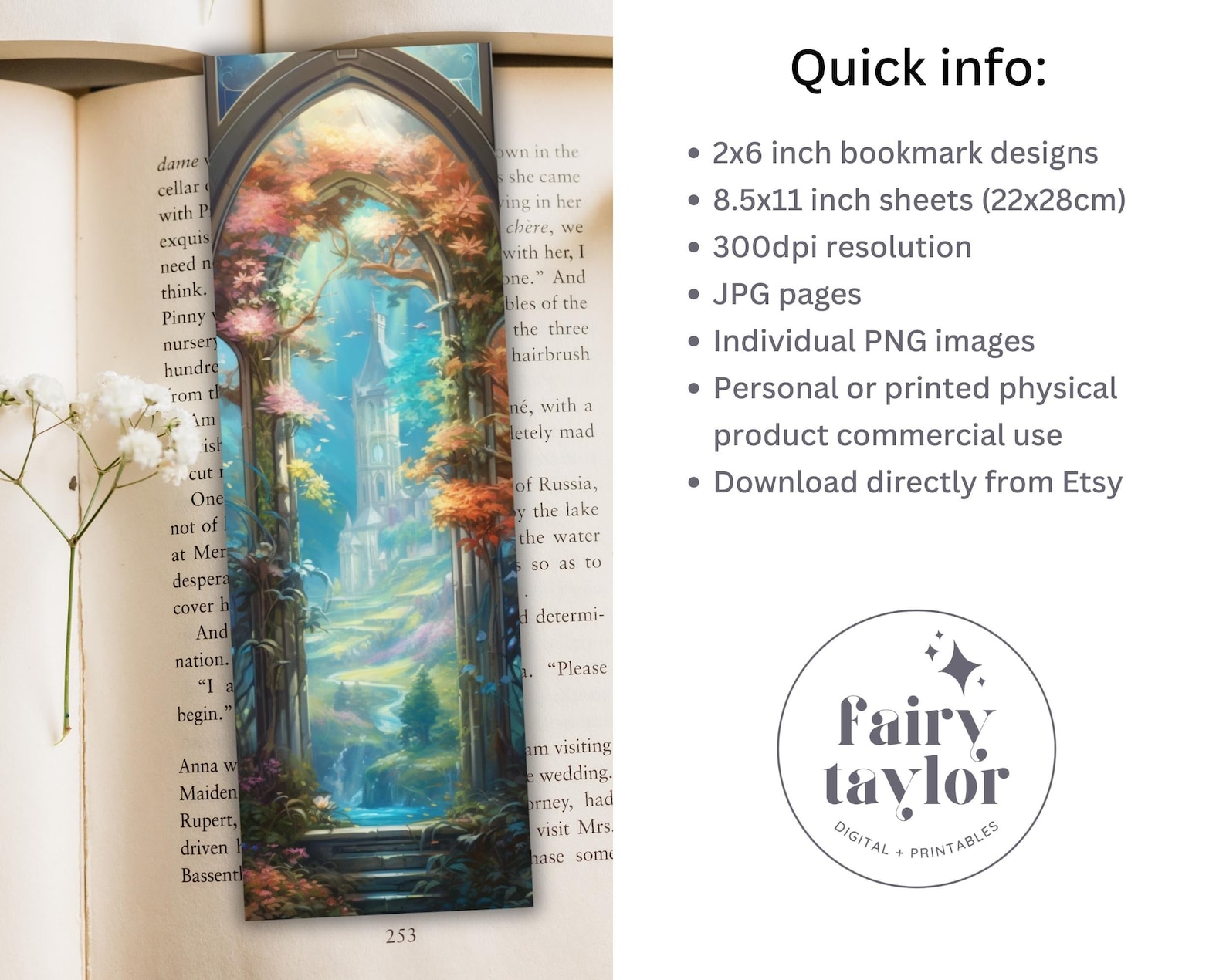 15 Fantasy Windows Printable Bookmarks, Print & Cut JPG Pages, PNG ...