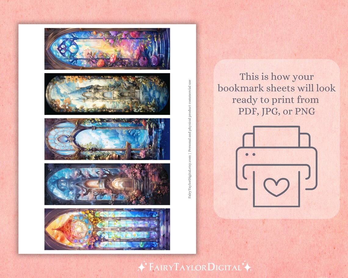 15 Fantasy Windows Printable Bookmarks, Print & Cut JPG Pages, PNG ...