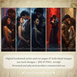 Printable Bookmark Set Dark Romance Digital Download JPG Pages, PNG ...