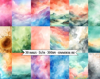 Watercolor Textures, 5x7 card front | DIY Greeting Card, Tags, Junk Journaling, Watercolor backgrounds, sublimation, card front bundle