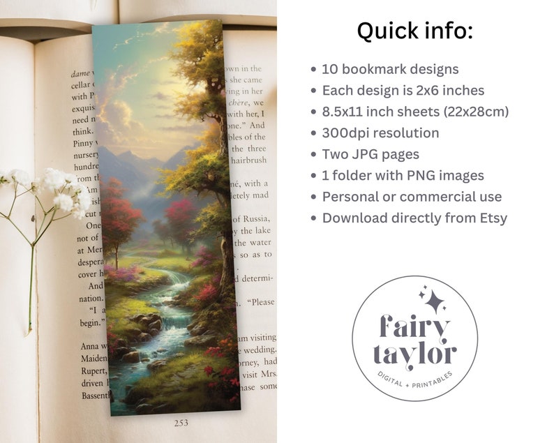 10 Idyllic Scenes Printable Bookmarks | Digital Download JPG Bookmark ...