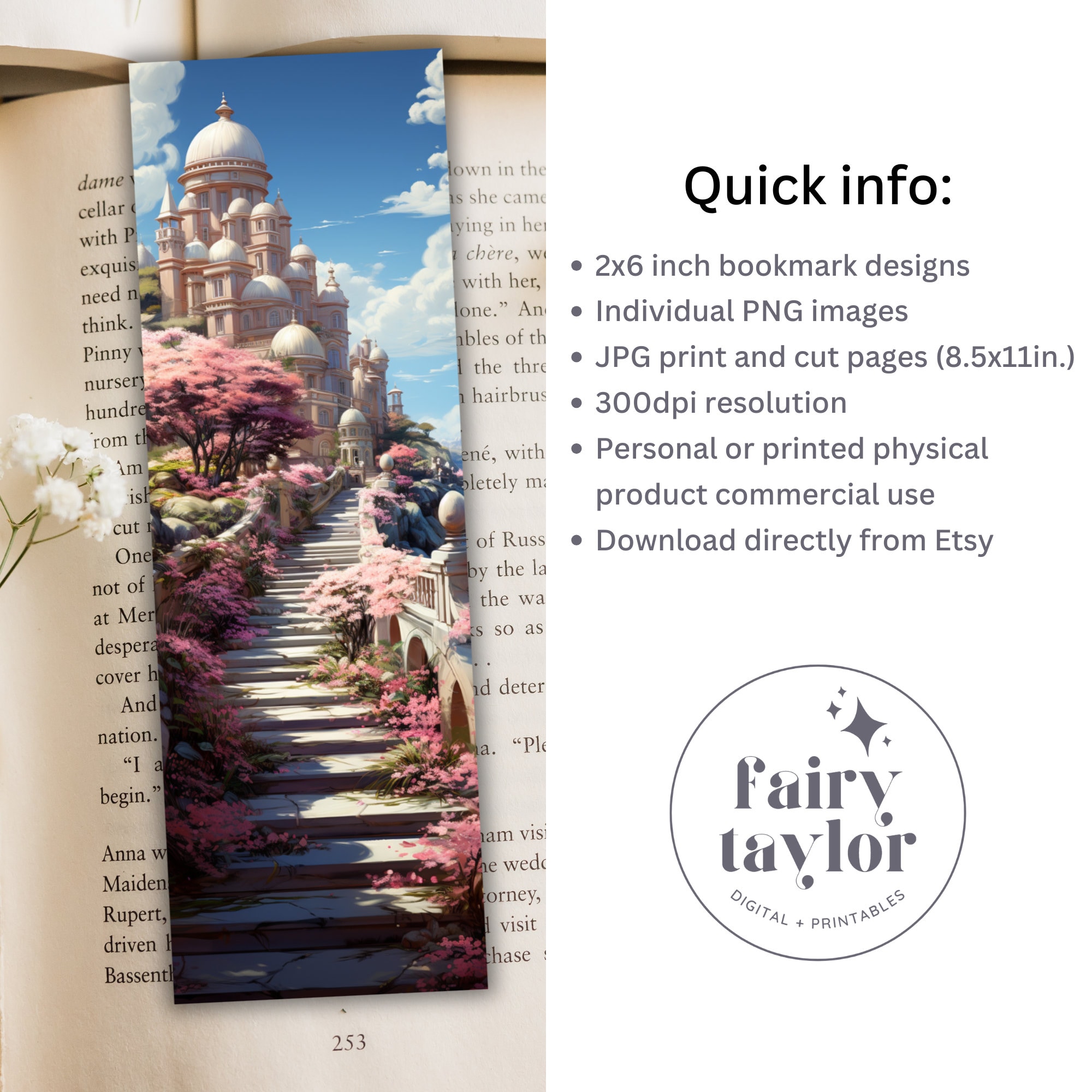 Fantasy Bookmark Examples Printable Bookmark Bundle - 50 Fantasy Themed Bookmarks | Digital ...