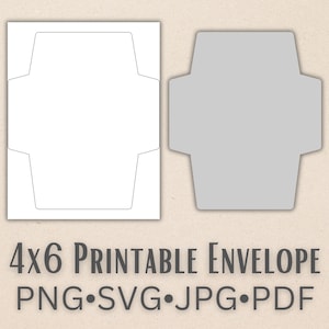 4x6 Printable Envelope Template - PNG, SVG, JPG and pdf - Square Tapered Flap