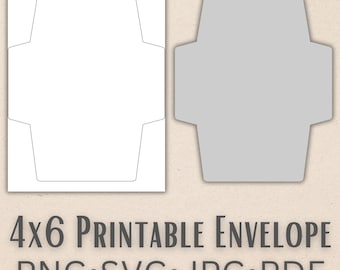 Plantilla de sobre imprimible 4x6 - PNG, SVG, JPG y pdf - Solapa cónica cuadrada