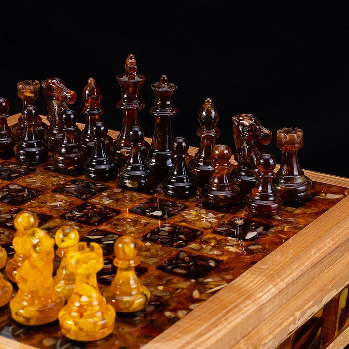 Handmade Chess Chest Made of Oak Decorated With Natural - Etsy