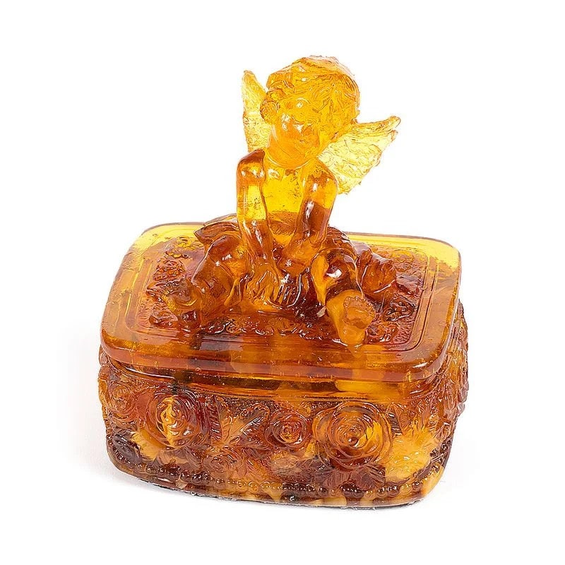 Amber Jewelry Box Rectangular White Cupid Jewelry Etsy