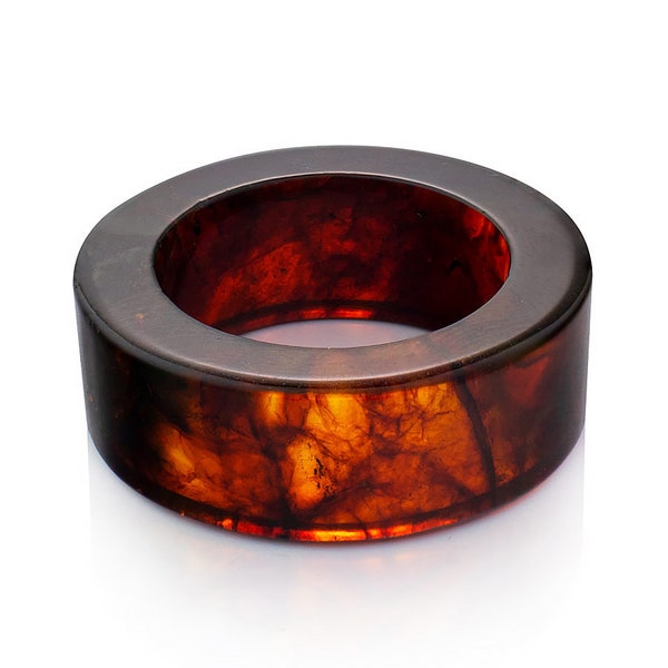 Bague originale faite à la main en ambre baltique naturel moulé couleur cerise | Alliance en ambre | Cadeau de bijoux faits à la main | Cadeau pour lui pour elle