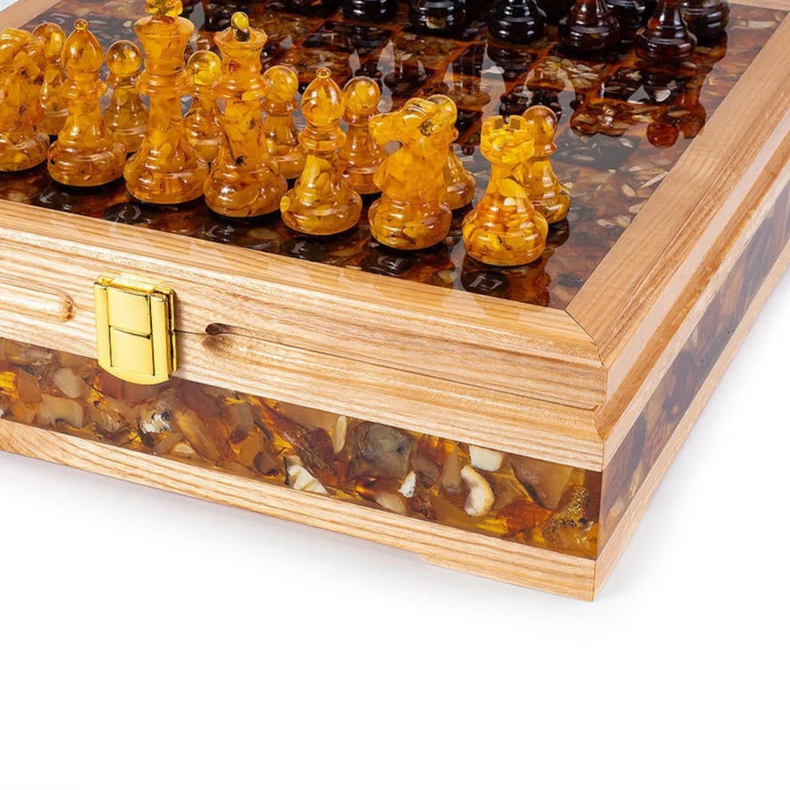 Handmade Chess Chest Made of Oak Decorated With Natural - Etsy