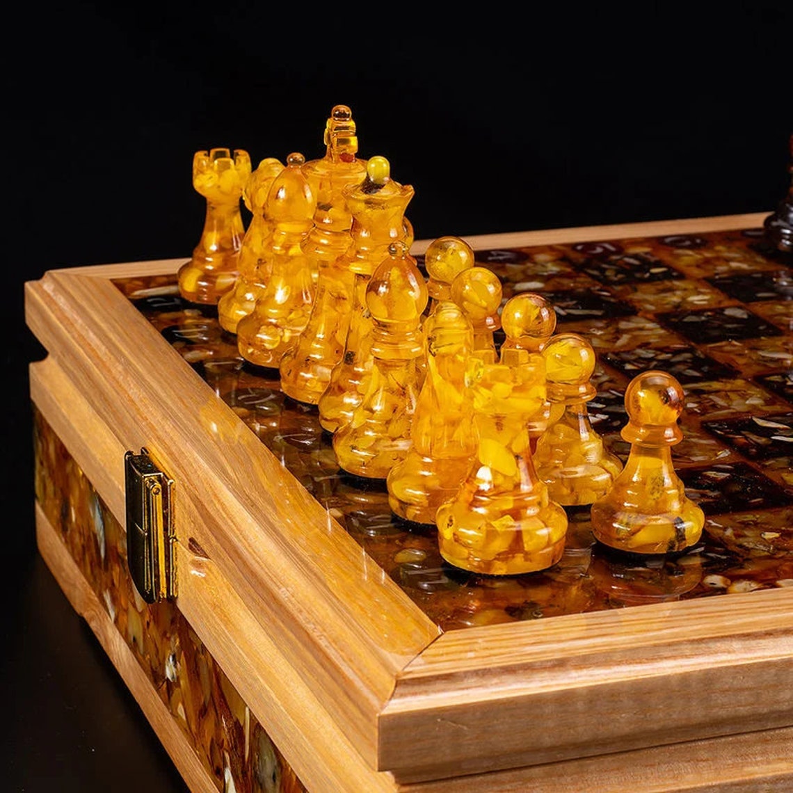 Handmade Chess Chest Made of Oak Decorated With Natural - Etsy