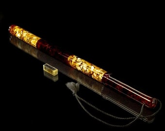 Elegant Amber pen|Ballpoint pen decorated with amber in wooden box|Luxury Businessman Gift|Office Decor Tools|Gift for him