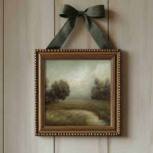 Vintage Landscape Stream Oil Painting Print, Antique style home decor, English Countryside Art, Vintage European Style Painting, Moody Art