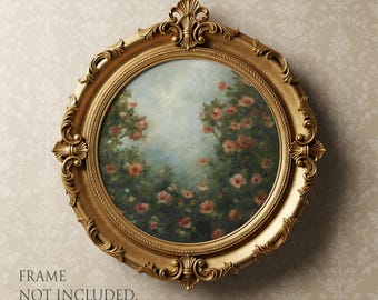Vintage Pink Roses Oil Painting Art Print, French Countryside Painting Print, Victorian Spring Rose Art, European Antique Moody Floral Art